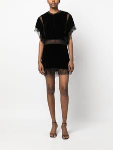 PNK lace-panelling velvet minidress - Zwart