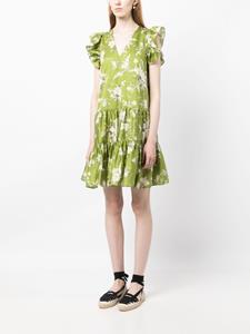 Erdem floral-print cotton minidress - Groen