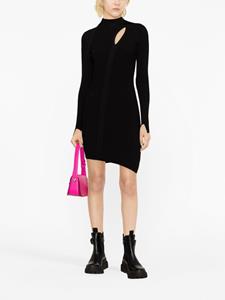 Versace ribbed-knit slashed minidress - Zwart