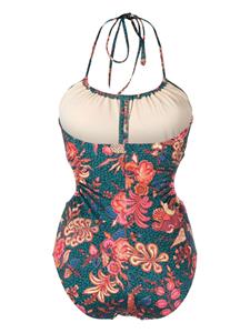 Ulla Johnson floral-print cut-out swimsuit - Blauw