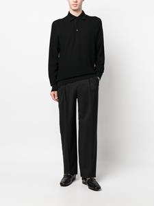 Brioni knit long-sleeve polo shirt - Zwart