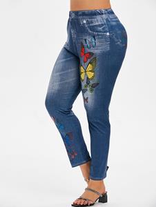 Rosegal Plus Size Colorful Butterfly 3D Print High Waisted Jeggings