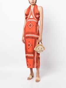 Johanna Ortiz Quipu Knots tropical-print midi-dress - Oranje