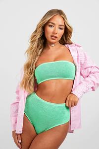 Boohoo Premium Crinkle High Waisted Bikini Brief, Green