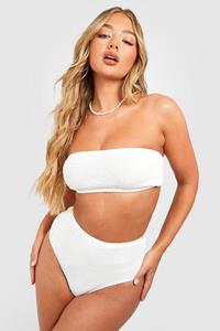 Boohoo Premium Crinkle Bandeau Tube Bikini Top, White