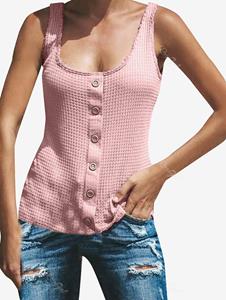 Rosegal Plus Size Textured Knit Buttoned Tank Top
