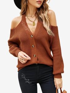 Rosegal Plus Size V Neck Cold Shoulder Sweater