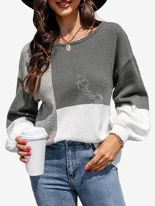 Rosegal Plus Size Drop Shoulder Colorblock Sweater