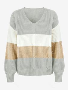 Rosegal Plus Size Cable Knit Block Striped Sweater