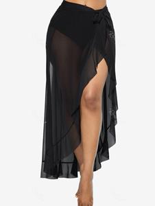 Rosegal Plus Size Flounce Sheer Mesh Sarong Cover Up and Briefs Swimsuit