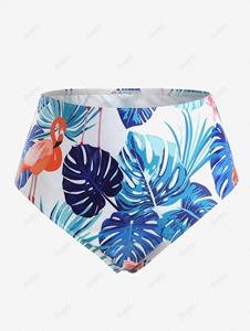 Rosegal Plus Size Tropical Palm Leaf Flamingo Print Full Coverage Bikini Bottom