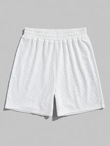 Zaful Men's Casual Geometric Jacquard Terry Cloth Elastic Waist Shorts
