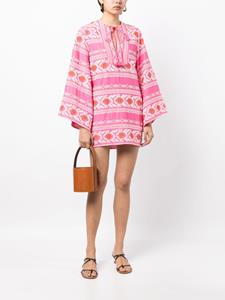 Johanna Ortiz ikat-pattern wide-sleeve minidress - Roze