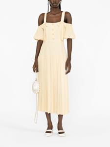 Alessandra Rich bow-detail pleated midi dress - Geel