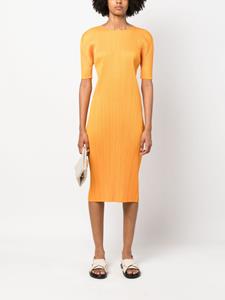 Pleats Please Issey Miyake Mini-jurk met plissé-effect - Oranje