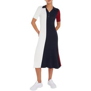 Tommy Hilfiger Jerseykleid "RWB COLOUR BLOCK POLO SWT DRESS", im modischem Colorblocking der typischen Tommy Hilfiger Farben