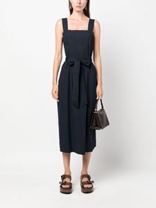 Vince belted square-neck midi dress - Blauw