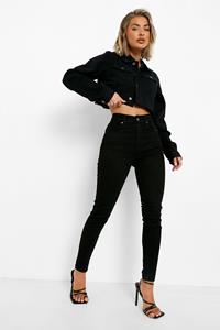 Boohoo Mid Rise Booty Shaping Skinny Jeans, Black