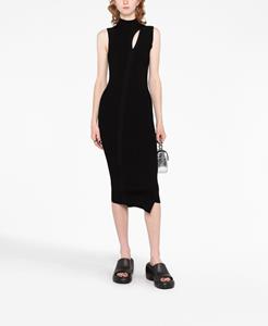 Versace cut-out ribbed-knit midi dress - Zwart