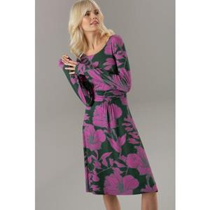 Aniston SELECTED Jerseykleid, mit gerafftem Taillenbund und Blütendruck - NEUE KOLLEKTION
