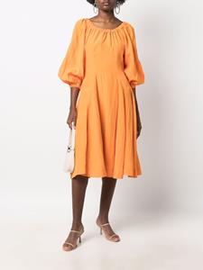 Rejina Pyo Midi-jurk met pofmouwen - Oranje