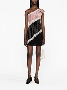 Alessandra Rich heart-print silk minidress - Zwart
