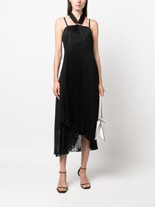 DKNY pleated halterneck high-low dress - Zwart