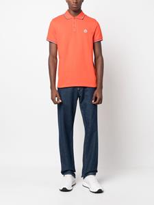 Moncler logo-patch striped cotton polo shirt - Oranje