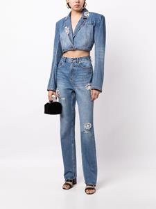 AREA crystal-embellished straight-leg jeans - Blauw