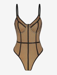 Zaful Women's Sexy Fishnet Overlay Underwire Spaghetti Strap Cami Bodysuit