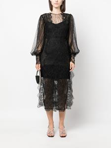 Ana Radu semi-sheer lace midi dress - Zwart