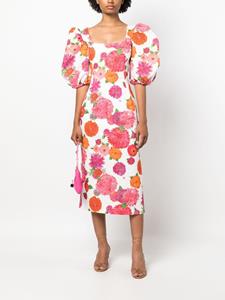 La DoubleJ Midi-jurk met bloemenprint - Wit