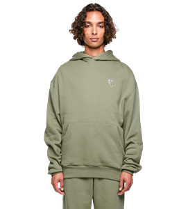 four Outline Logo Hoodie Oil Green - L