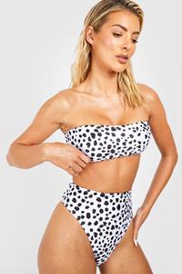 Boohoo Dalmatian High Waisted Bikini Brief, White