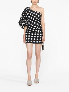 PINKO one-shoulder polka-dot print minidress - Zwart