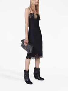 Stella McCartney Guipere lace-trim satin midi dress - Zwart