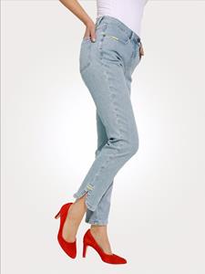 MONA 7/8-jeans met gekleurd borduursel  Lichtblauw