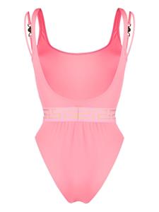 Versace Greca-print scoop-neck swimsuit - Roze