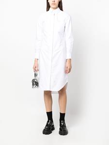 Thom Browne logo-patch cotton shirtdress - 100 WHITE