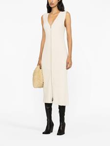 Jil Sander V-neck ribbed-knit midi dress - Beige