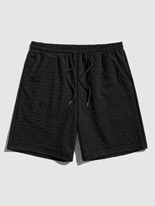 ChArmkpR Mens Texture Knit Drawstring Waist Casual Shorts With Pocket