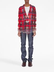 Maison Margiela distressed plaid-check print cardigan - Rood