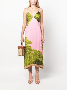 THEMIS Z GR floral-print frayed midi dress - Roze