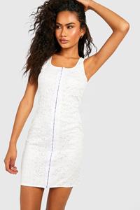 Boohoo Lace Corset Hook & Eye Mini Dress, White