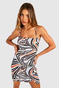 Boohoo Zebra Print Strappy Mini Dress, Multi