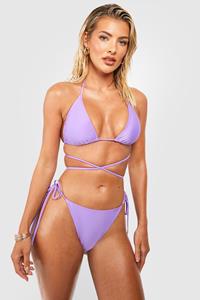 Boohoo Essentials Tie Side Bikini Brief, Purple
