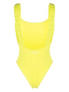 Sunnei logo-print ruched swimsuit - Groen