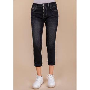 BLUE FIRE 7/8-Jeans "GIGI TAPERED MID RISE", mit asymetrischen Knopfverschluss