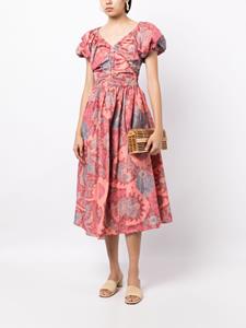 Ulla Johnson graphic-print A-line midi dress - Roze