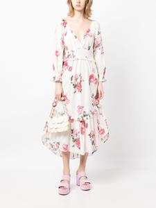 LoveShackFancy Firely rose-print cotton midi dress - Wit